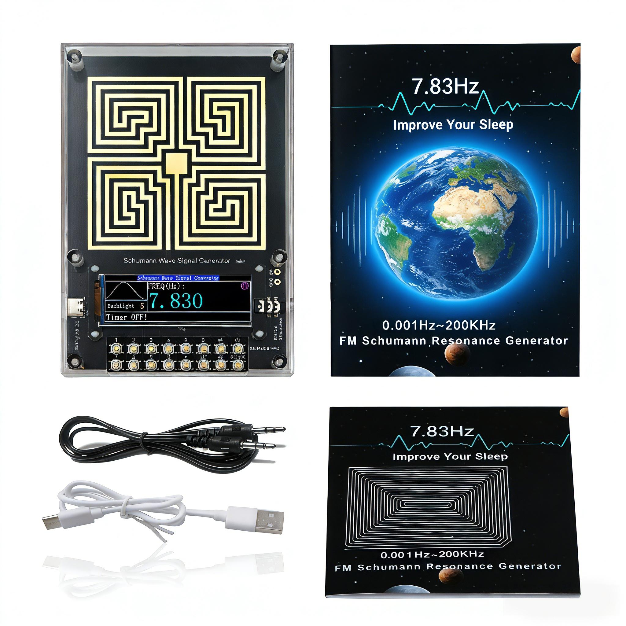 7.83hz Frequency Generator, Adjustable 0.001hz to 200khz Sine Wave, USB Powered Schumann Resonance, Pulse Audio Device for Sleep, Yoga, Meditation