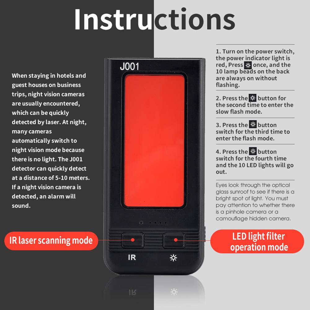MelyBaoB J001 Hidden Camera Detectors & Camera Detector, anti spy Camera finder, 10X Search Speed.