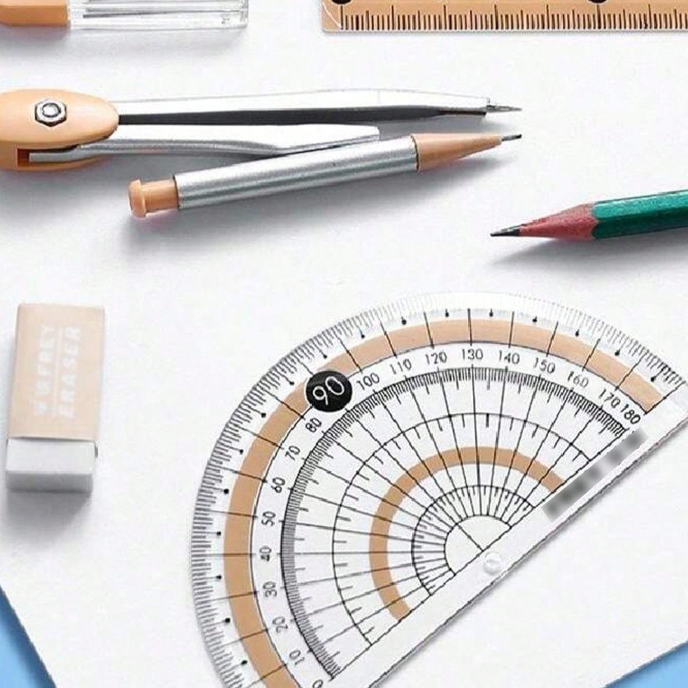 Ruler and Compass Set with Measuring Tool, Office, Teaching, Student Gift, Triangle Ruler Kit, Drawing Tools, Measurement Instruments