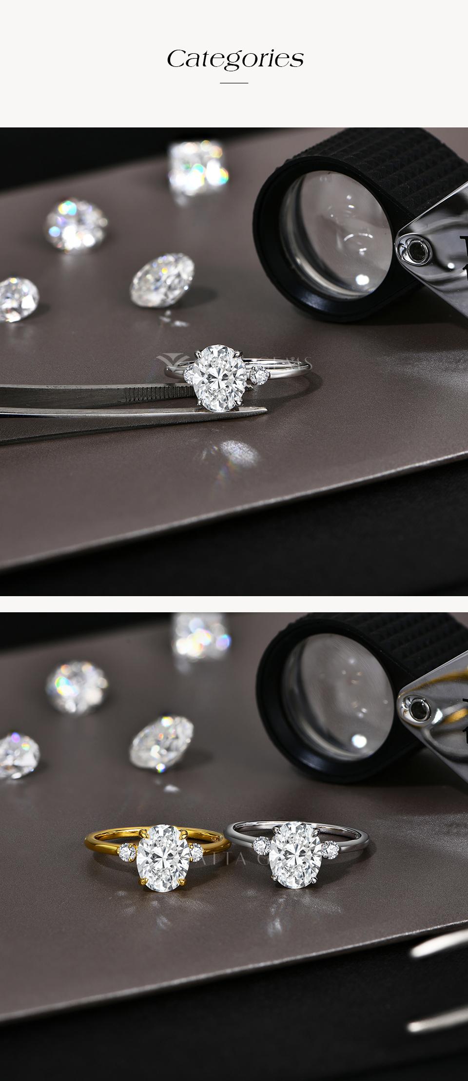 2CT Oval D VVS1 Color Synthetic Moissanite Ring for Women Engagement Wedding Fine Jewelry Gift Promise Ring R228