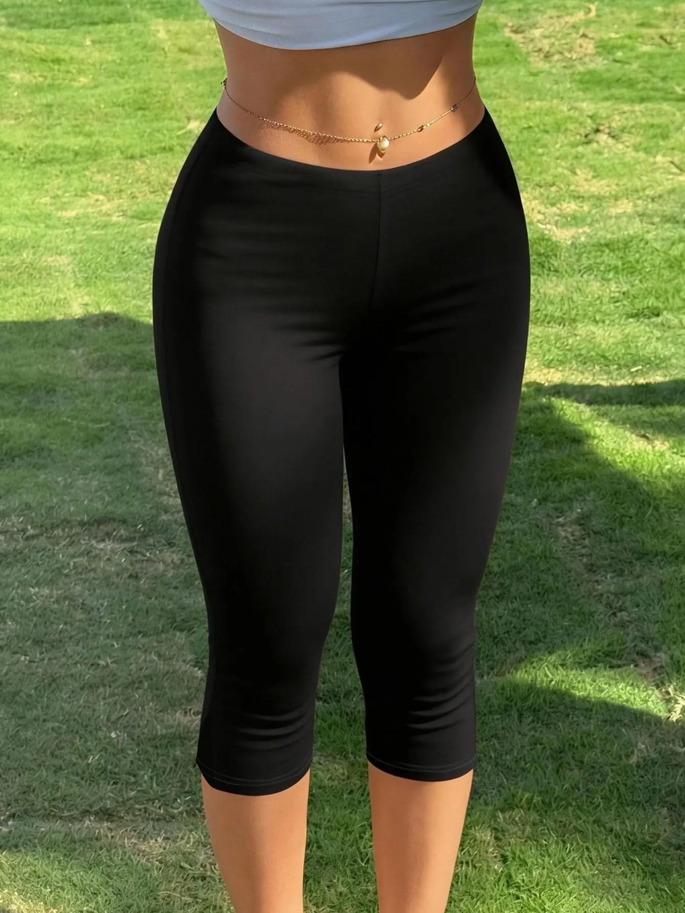 3-Pack Set Women's Y2K Streetwear Capri Slim-Fit Pants, Active Pants with Side Slit, Ideal for Gym and Casual Wear