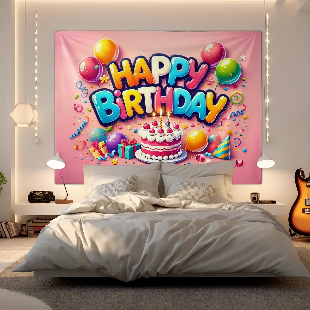 Joyful Birthday Party Theme Tapestry – Perfect Party Decor Gift ✨ Cake & Candy Print, Living Room Backdrop Decor, Maxes Out Birthday Gathering Vibe