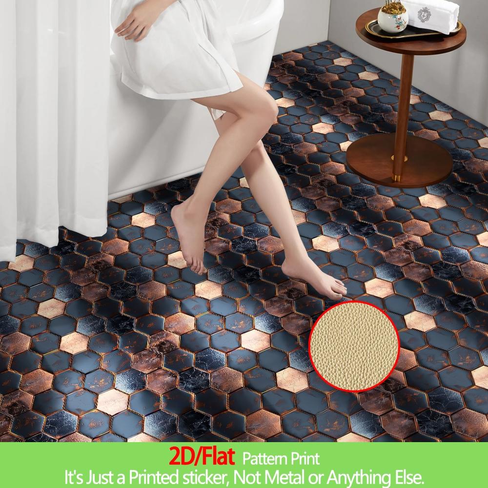 10 pieces of self-adhesive PVC floor stickers, thickened wear-resistant waterproof leather floor stickers, suitable for bedroom, kitchen, living room, balcony, bathroom and other floor decoration a