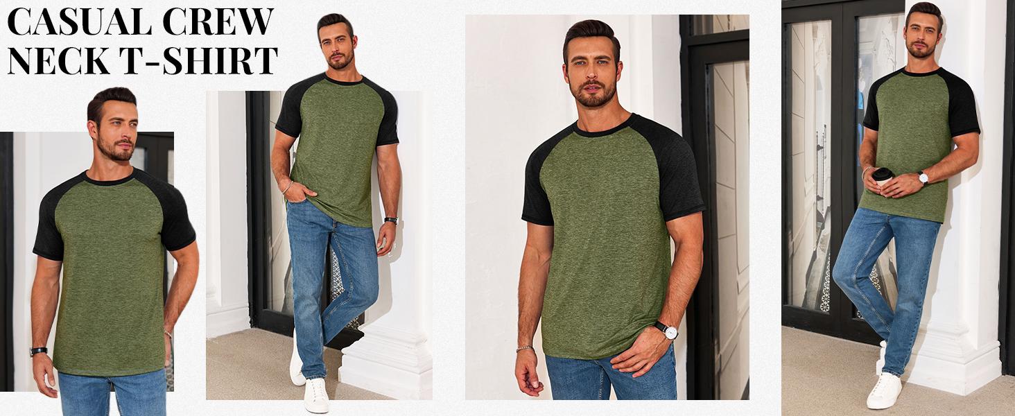 Runcati Mens Casual Slim Fit T Shirts Raglan Short Sleeve Crewneck Baseball Tees Color Block Workout Fashion Shirt Runcati Mens Casual Slim Fit T Shirts Raglan Short Sleeve Crewneck Baseball Tees Color Block Workout Fashion Shirt