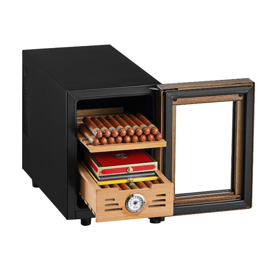 fathersdaygift VEVOR Electric Humidor, 16L, 100 Counts Electric Cigar Humidor Cabinet with Cooling Temperature Control, Spanish Cedar Wood Shelves Drawers, Mechanical Hygrometer, 2 Layers, Cooler for Household