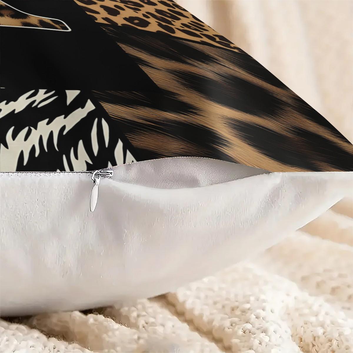 Boho Animal Print Letter Decorative Throw Pillow, Personalized Home Decor, All Season Use for Sofa Bay Window Cafe, With Pillow Insert, Ideal Housewarming Christmas Birthday Gift