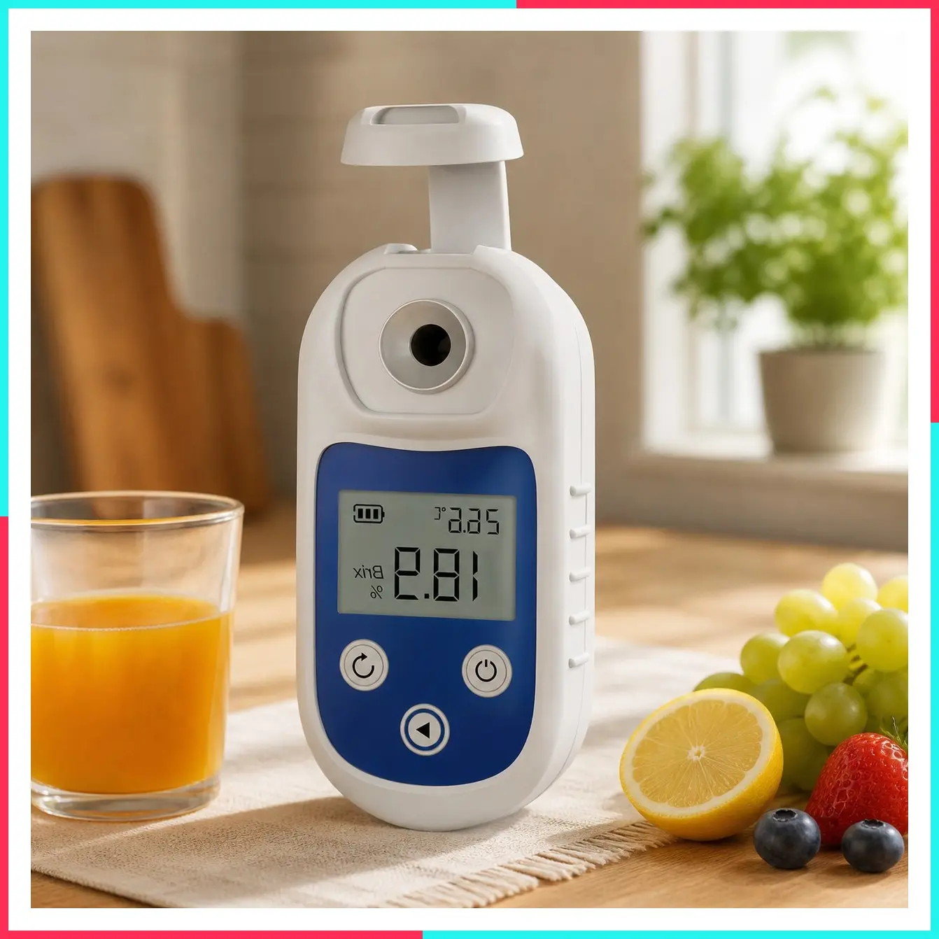 Digital Refractometer 0-55% Brix Meter ±0.2% Accuracy with ATC, IP65 for Juice, Wine Making & Coffee