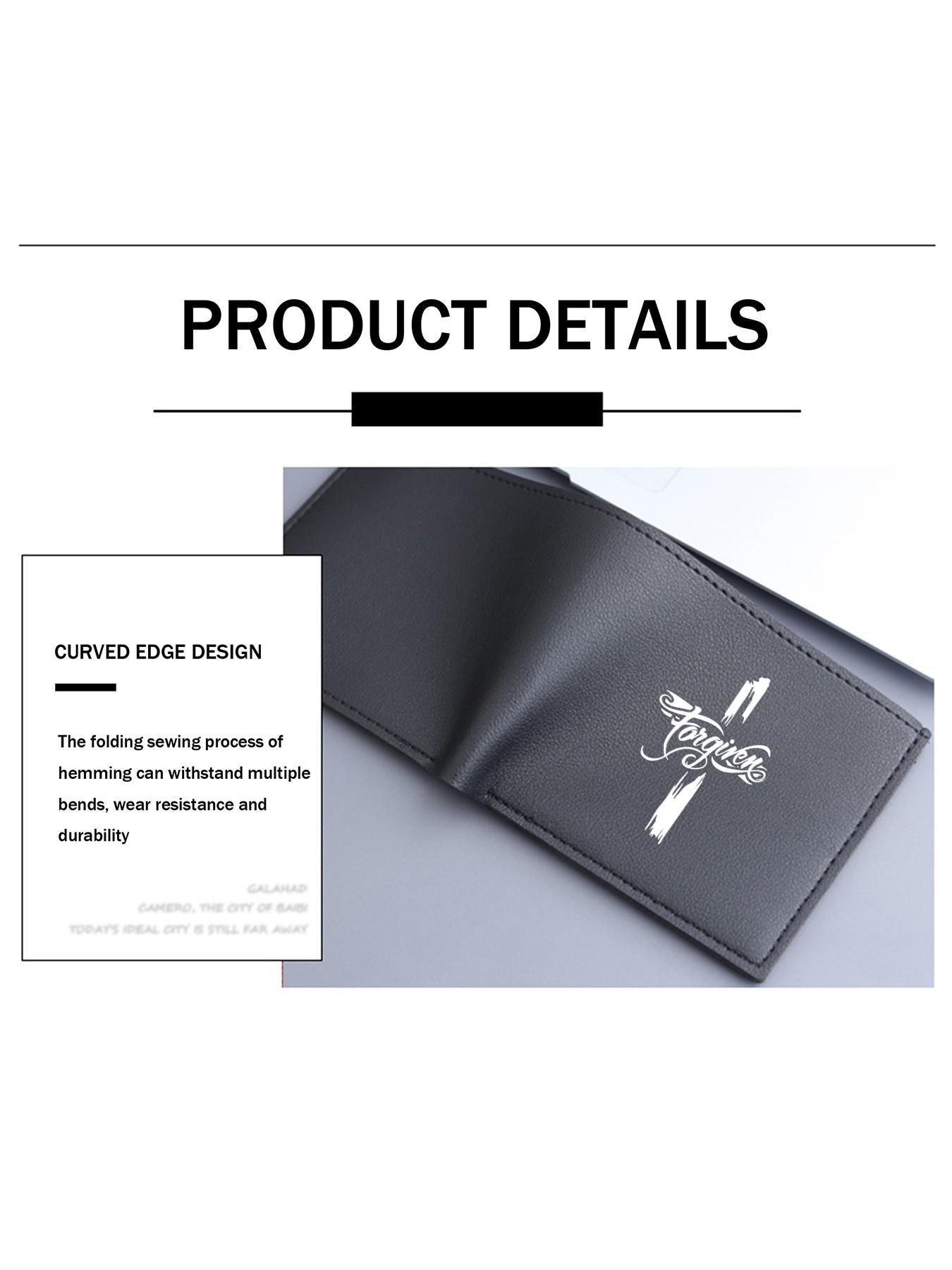 Elegant Cross Print Wallet, Neutral Classic Foldable Card Holder, Durable Faithful Wallet for All Ages, Ideal for Daily Use & Gifts