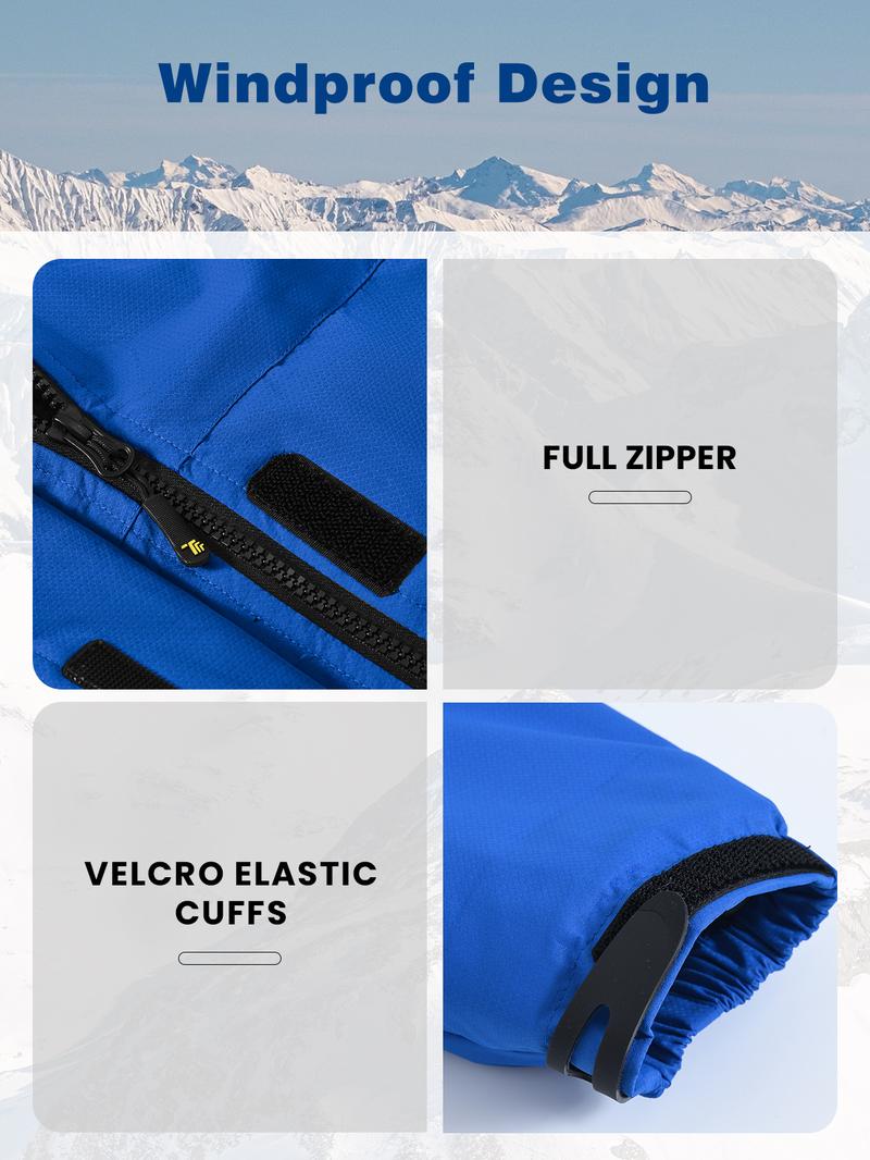 GOPUNE Men's Ski Snow Jacket Waterproof Insulated Fleece Outdoor Mountain Hooded Winter Coat Sporty Breathable Outerwear  big tall men clothing Size up to XXXXL #Christmas gift #RED GREEN