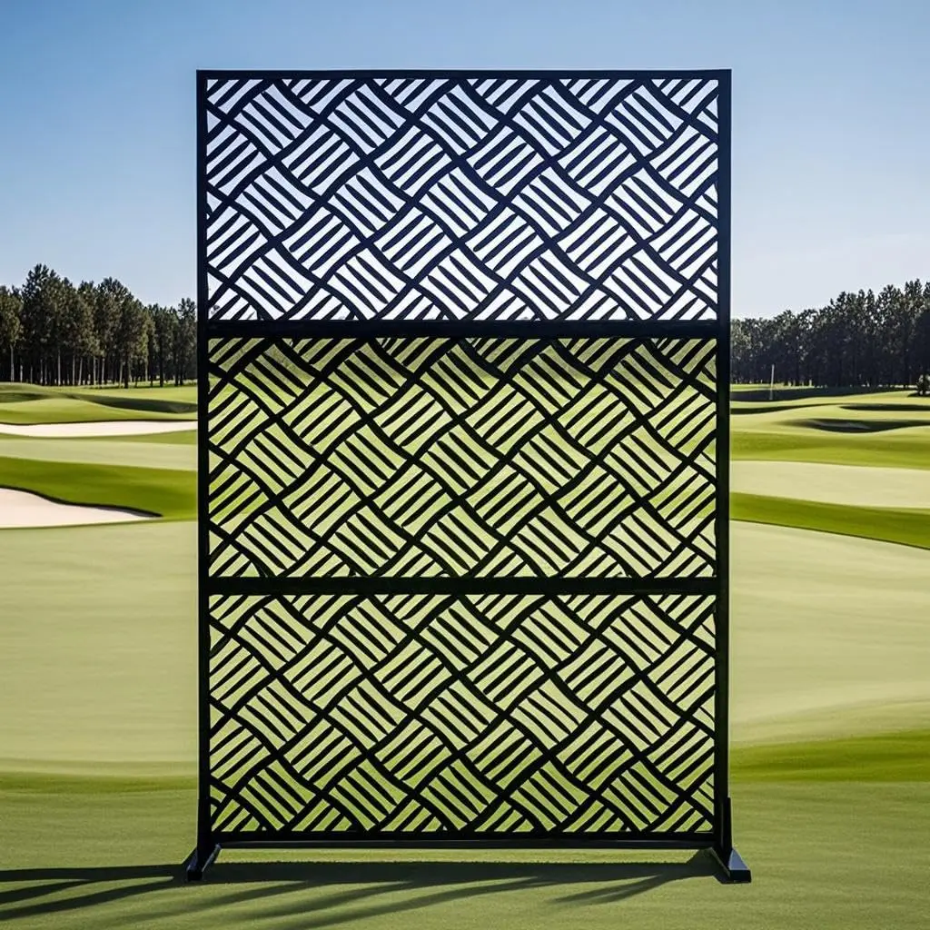 GARVEE Outdoor Privacy Shield 3-Panel Set, Corrosion Resistant Galvanized Steel Fence Panel, 5 Patterns Durable Privacy Screen for Equipment Concealment