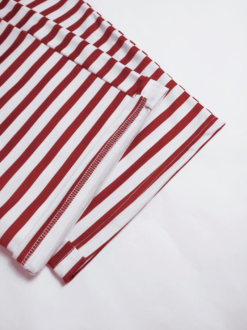 Women's Fashion Striped Casual Sportswear Set, Sweatsuit Set Outfit, Spring & Fall Long Pants and T-Shirt Two-Piece, Stylish Stripe Design