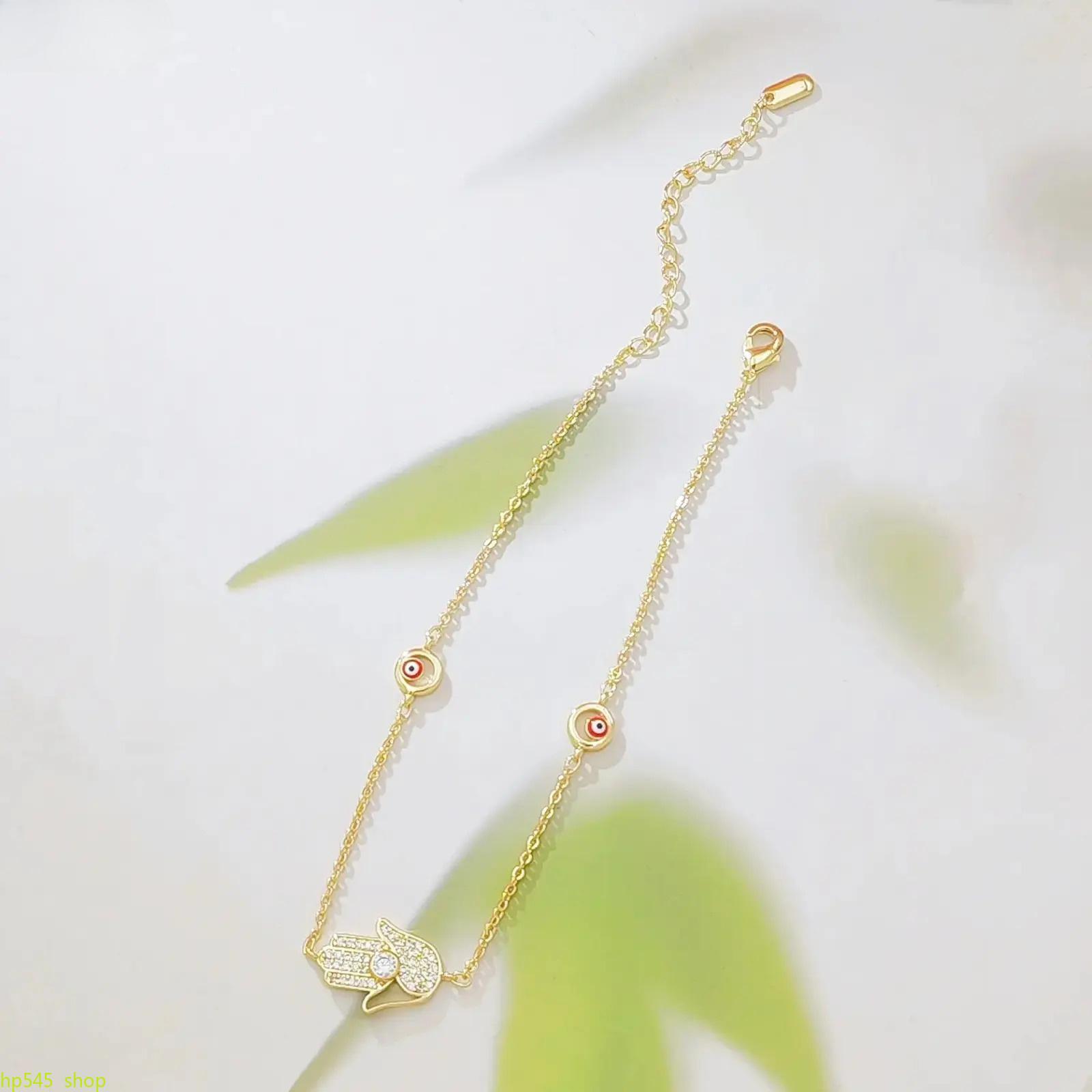 Hamsa evil eye anklet, gold protection ankle bracelet, beach foot jewelry, cz hamsa hand anklet, adjustable women summer anklet backtoschool