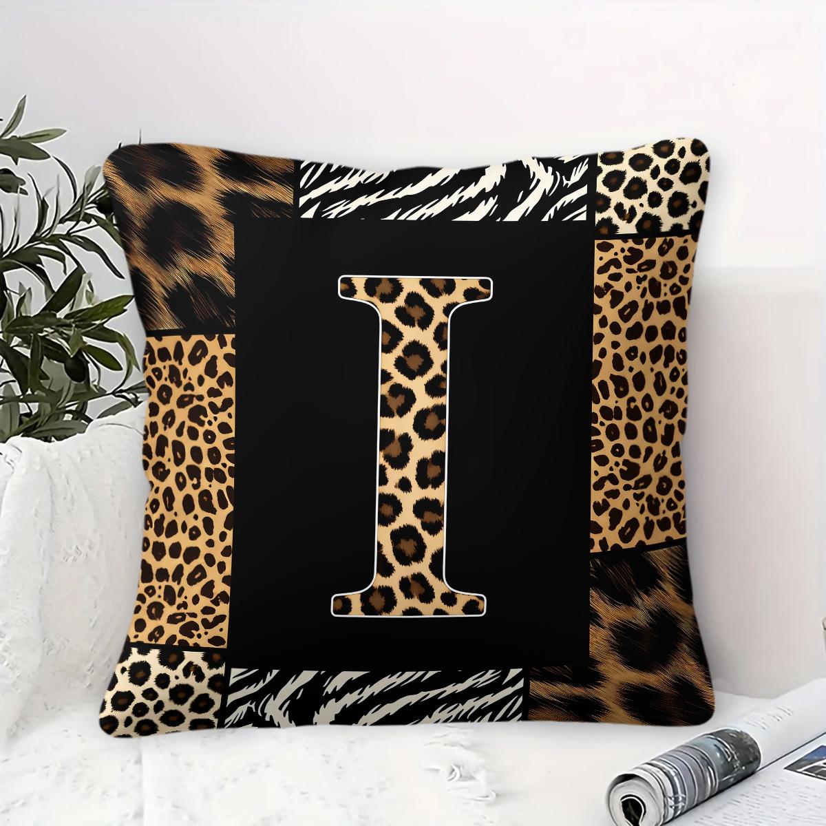 Boho Animal Print Letter Decorative Throw Pillow, Personalized Home Decor, All Season Use for Sofa Bay Window Cafe, With Pillow Insert, Ideal Housewarming Christmas Birthday Gift