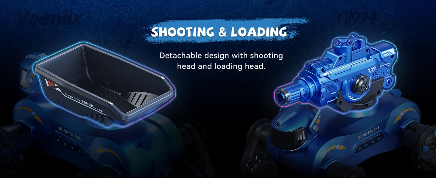 Veeniix V994 Remote Control Car, Rc Stunt Car with Shooting & Loading, 360°Rotating Tires, RC Drift Car with Tail Spray, Features Lights & Sounds, Toys for Ages 8-13 Kids