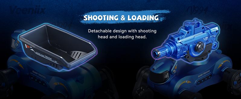 Veeniix V994 Remote Control Car, Rc Stunt Car with Shooting & Loading, 360°Rotating Tires, RC Drift Car with Tail Spray, Features Lights & Sounds, Toys for Ages 8-13 Kids