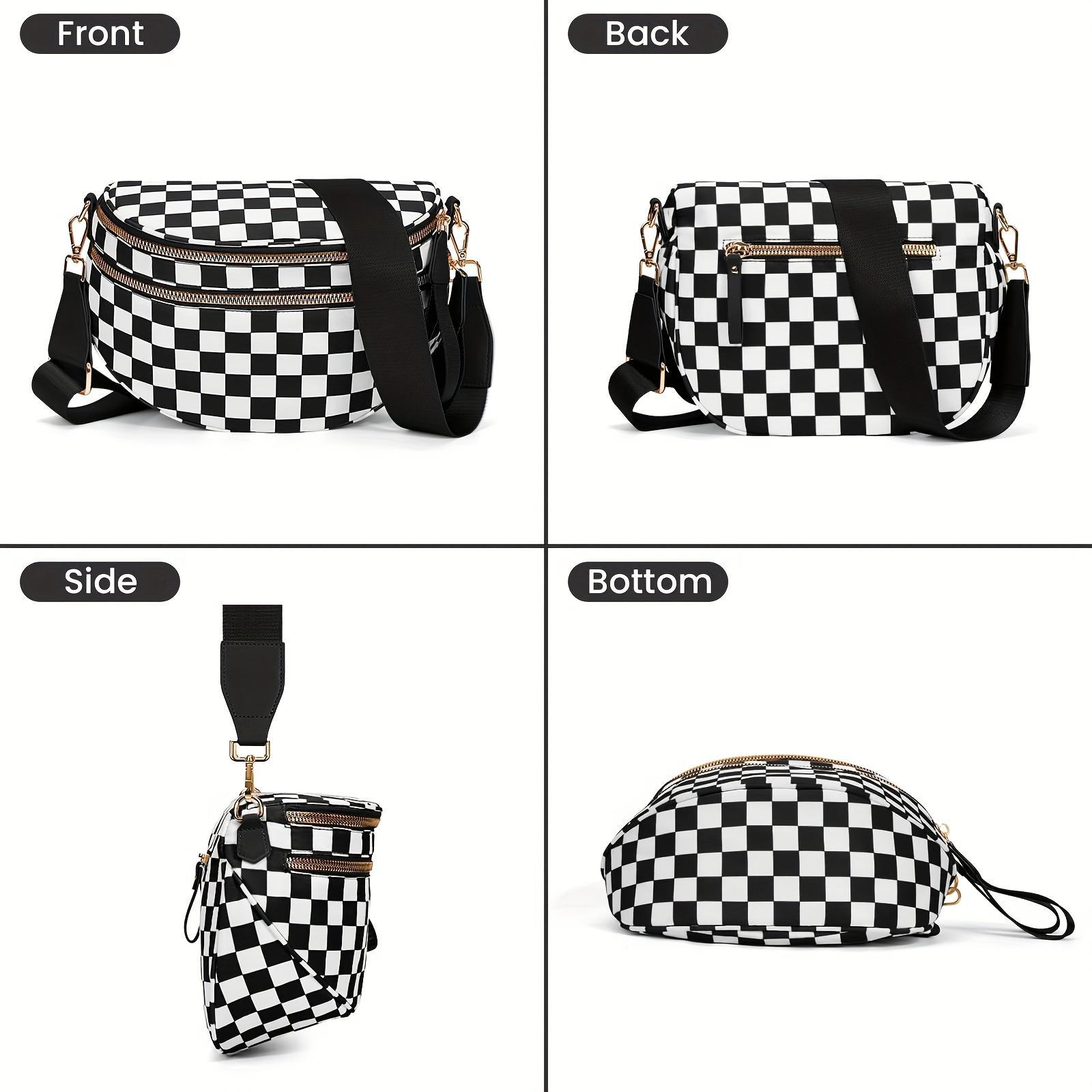 2026 New Y2K Checkered Nylon Fanny Pack, Women Trendy Plaid Crossbody Belt Bag, Adjustable Strap Large Capacity Sling Waist Pouch for Street Style Festival Summer Outdoor Travel