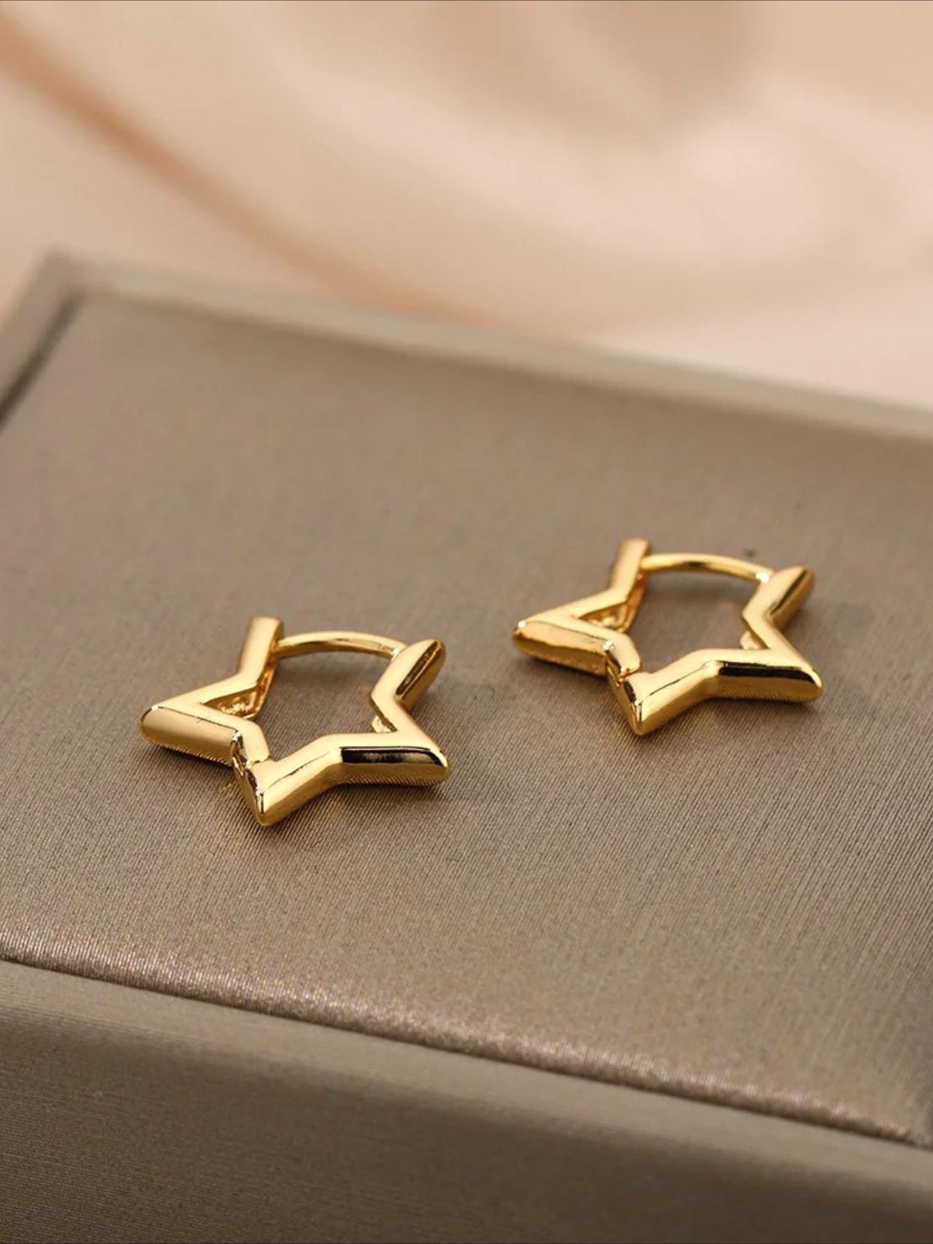 Fashion Simple Star Ear Cuffs, Fashionable Hoop Shape Earrings, Unique Design Women's Daily Commute Elegant Earrings, Versatile Jewelry for Everyday Wear, Hoops Shape Earrings