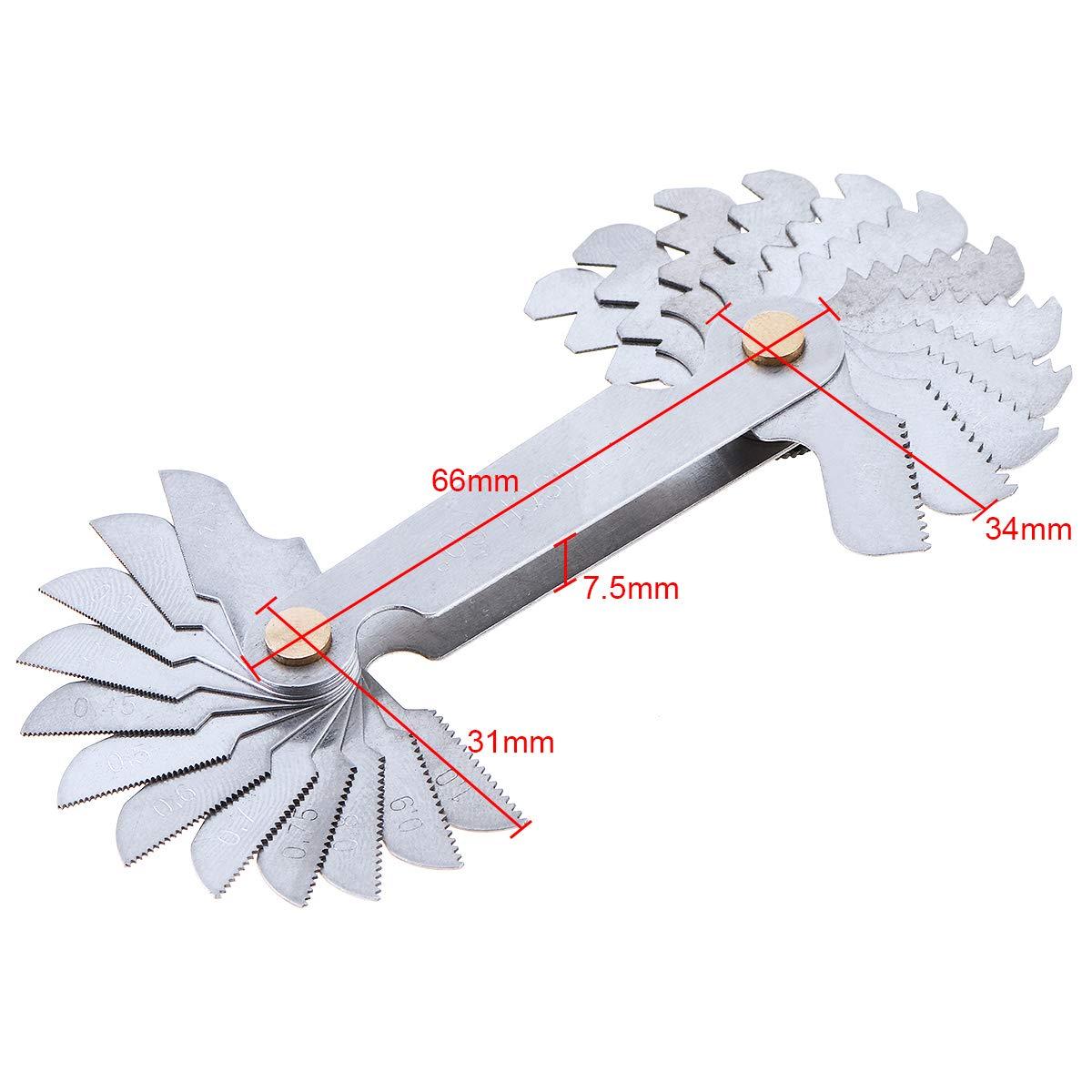 Metric Screw Pitch Gauge,60   Gauge Tool Stainless Steel Thread Gauge with 0.25-6.0  Range