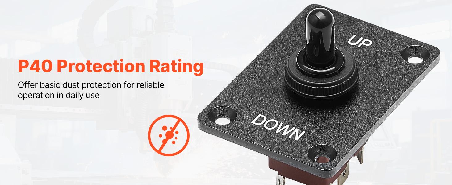VEVOR Toggle Switch, 6 Pin Momentary Polarity Reversing Toggle Switch (ON)-Off-(ON) DC 12V/30A AC 250V/15A - with Up Down Mounting Panel Waterproof Boot Cap for Auto Car Marine Boat