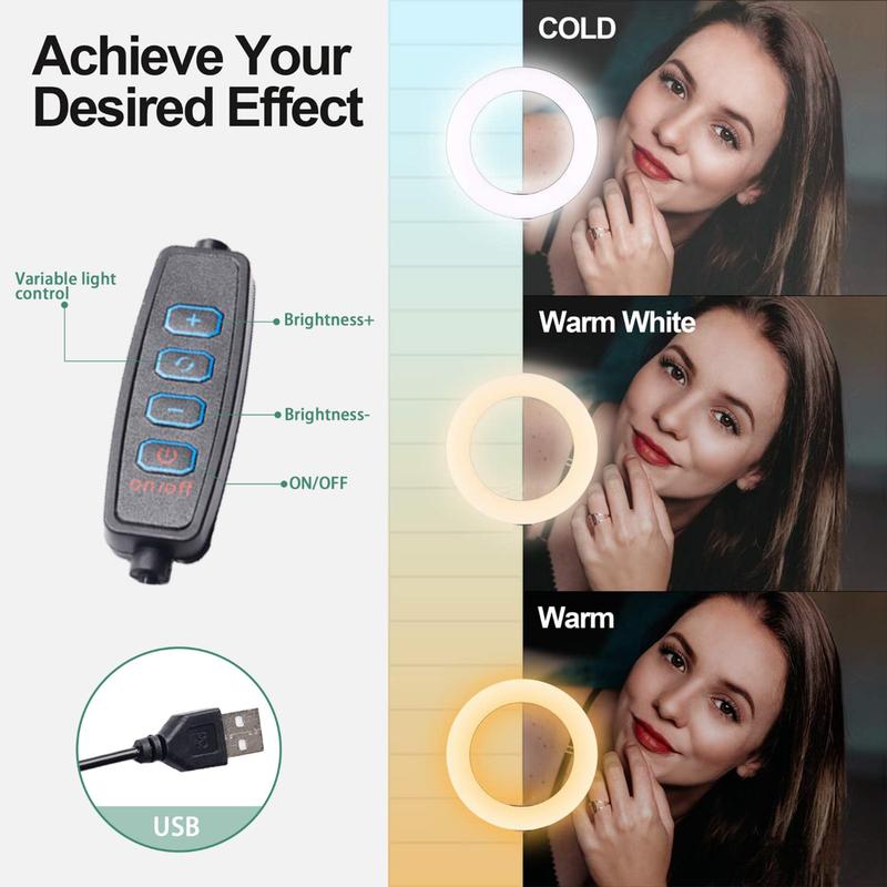 10"Ring Light with Stand,Video Light Tripod for Phone ,with 43.3"Tripod/1 Phone Clips/1 USB Ports,2600K-6500K Color Temperature,for Barber Makeup Tattoo TikTok Video Recording Vlog#Christmas lights