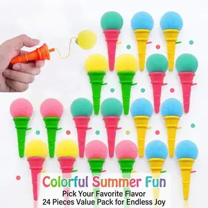 10pcs Novelty Mini Ice Cream Shape Launcher Sponge Ball Prank Toy Funny Gag Trick for Adult Party Gift & Prank Supplies