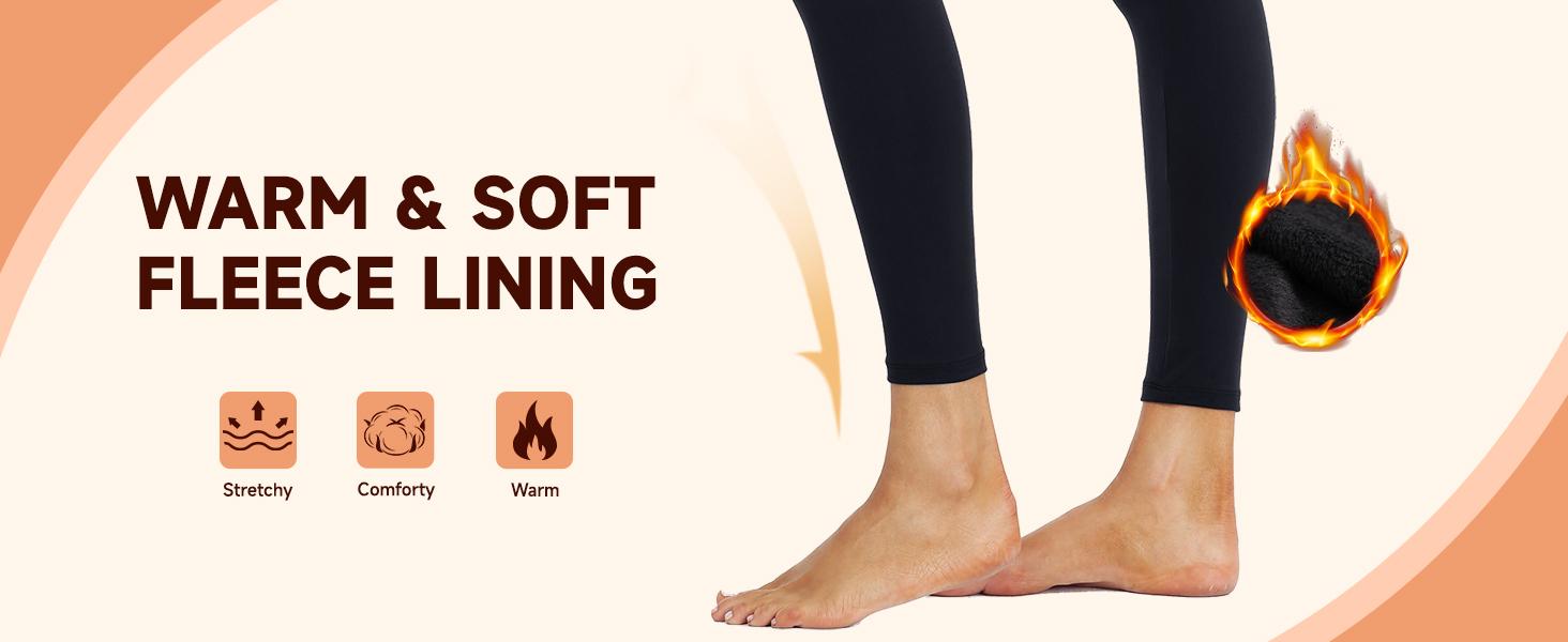 sportsFleece Lined Leggings Women - Winter Thermal Warm Thick Lining Pants