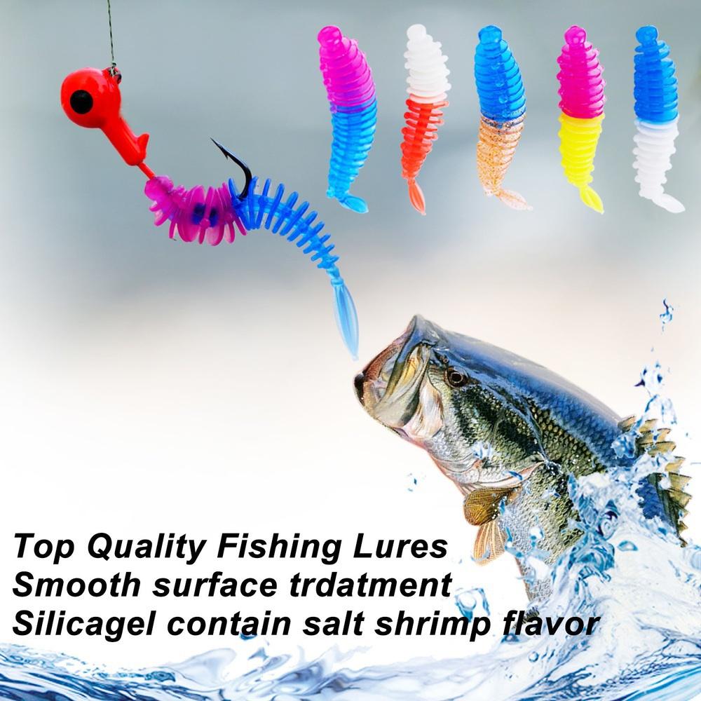 Micro Bionic Threaded Soft Lure Kit: 5.5cm 1.2g High-Sensitivity Silicone Baits, Fresh & Saltwater Fishing Gear, Multi-Color Portable Upgrade, Essential Soft Worms for Lure Fishing.