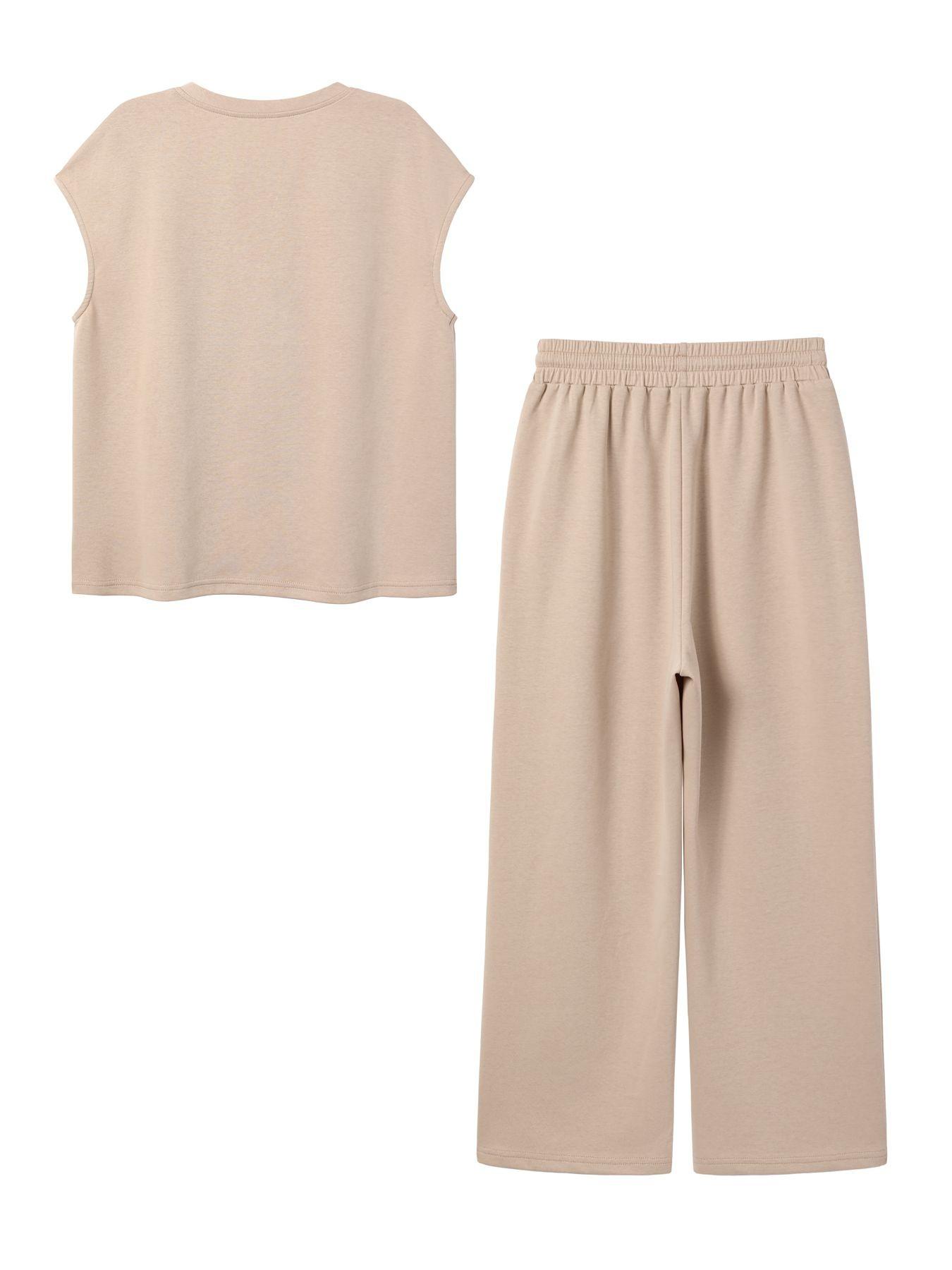 Women's Summer Casual 2-Piece Set, Short Sleeve Button Top & Elastic Waist Pants, Breathable Fabric, Home Wear, Daily