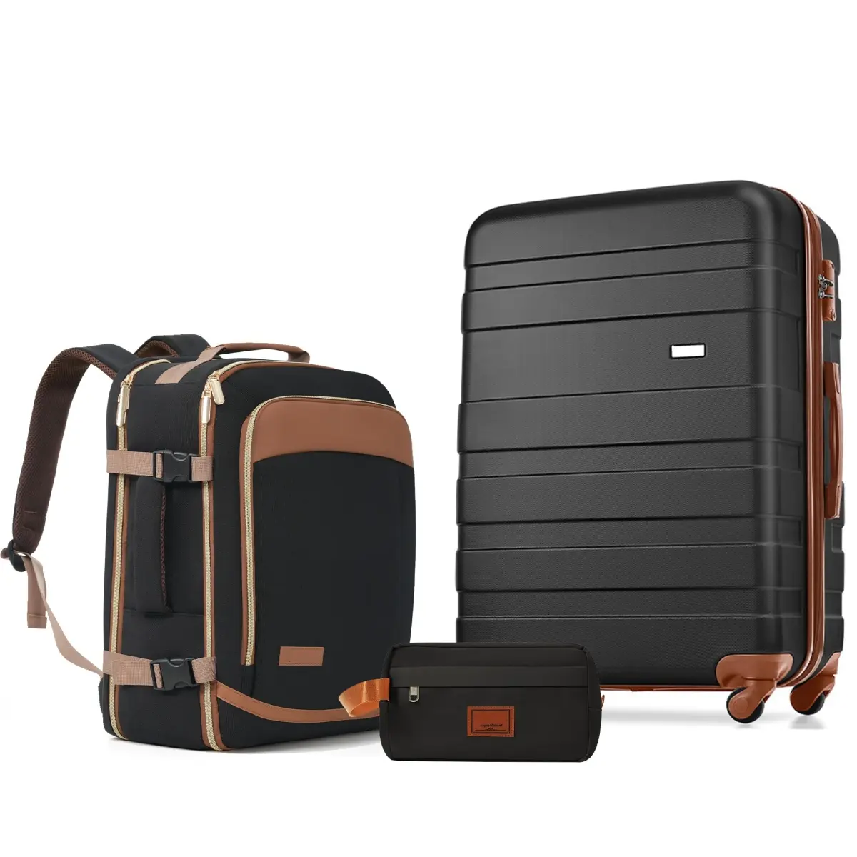 [Fahuac] 3-Piece Luggage Set – 28" Checked Suitcase with TSA Lock, Travel Duffel Bag & Wet-Dry Toiletry Bag for Air Travel.