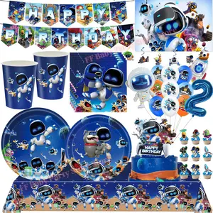 Space Robot Theme Kids Birthday Party Decoration Plates Cups Banner for Boys Party Favor Gifts Baby Shower Photo Props Supplies