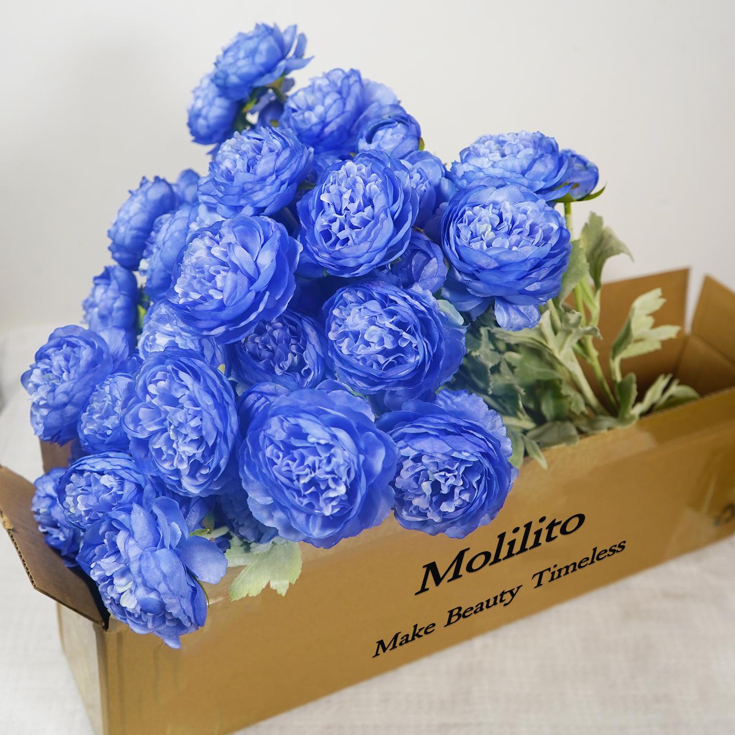 Molilito Peony Bouquet — 20 Stems (≈60 Heads), 50 cm, Bendable Stems for Wedding & Home Décor (Vase Not Included)