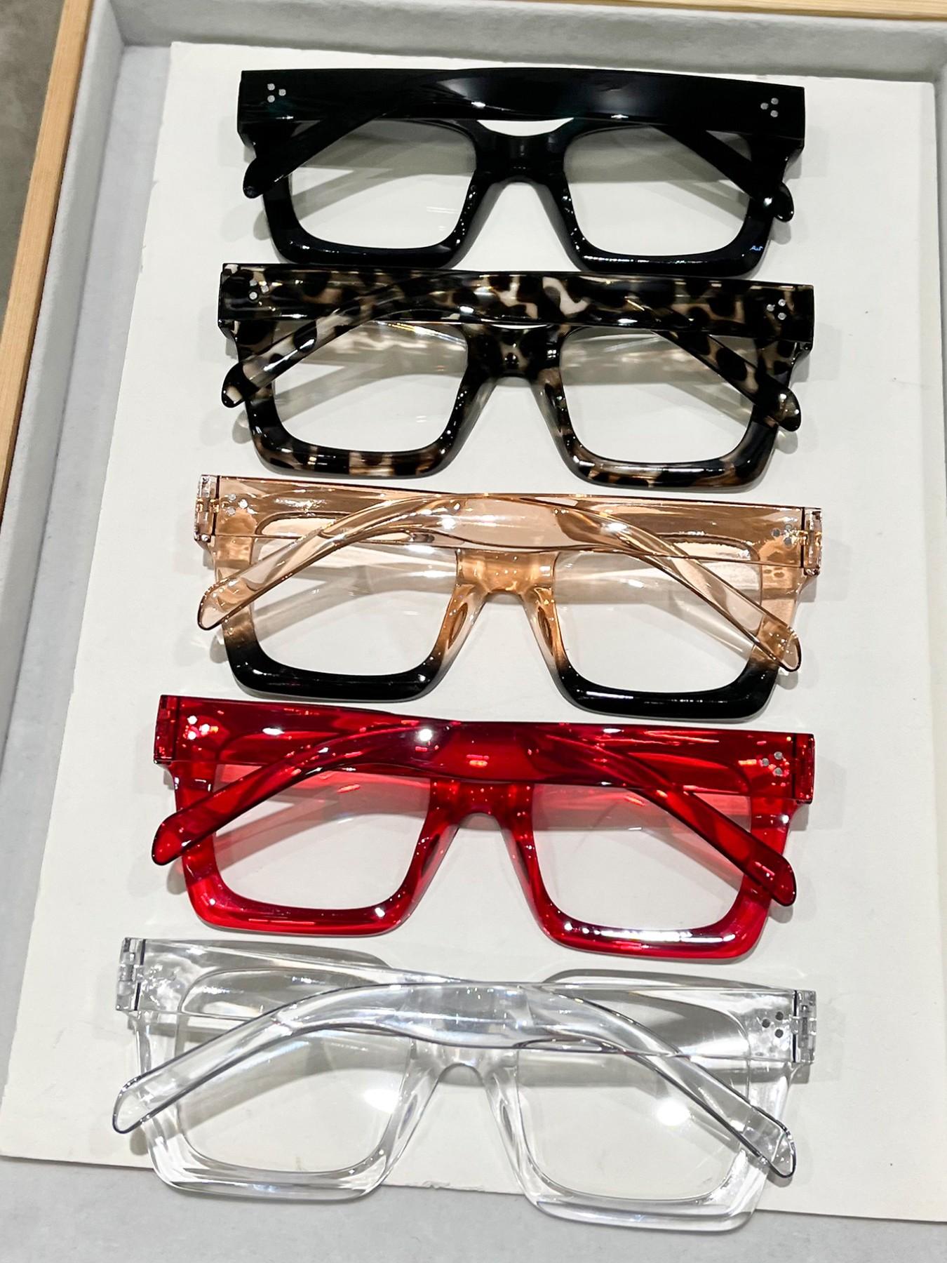 5 Pairs Classic Rectangular Women's Flat Mirrors, Leopard Pattern Eyeglasses, Suitable for Office, Casual Activities, Daily Life, Essential Accessories