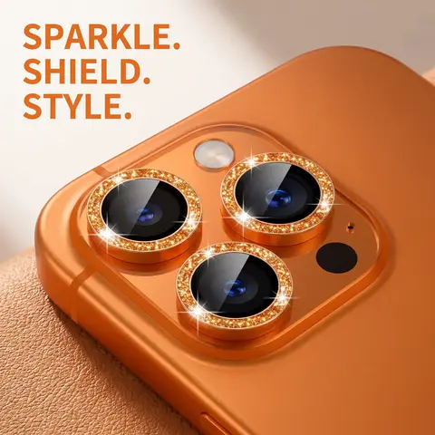 Camera Lens Protector Set Cellphone Accessory Compatible Fit for iPhone 17 Pro & 17 Pro Max, Stylish Bling Camera Cover with Protective 9h Tempered Glass Screen Protector & Metal Ring Decoration, Protection