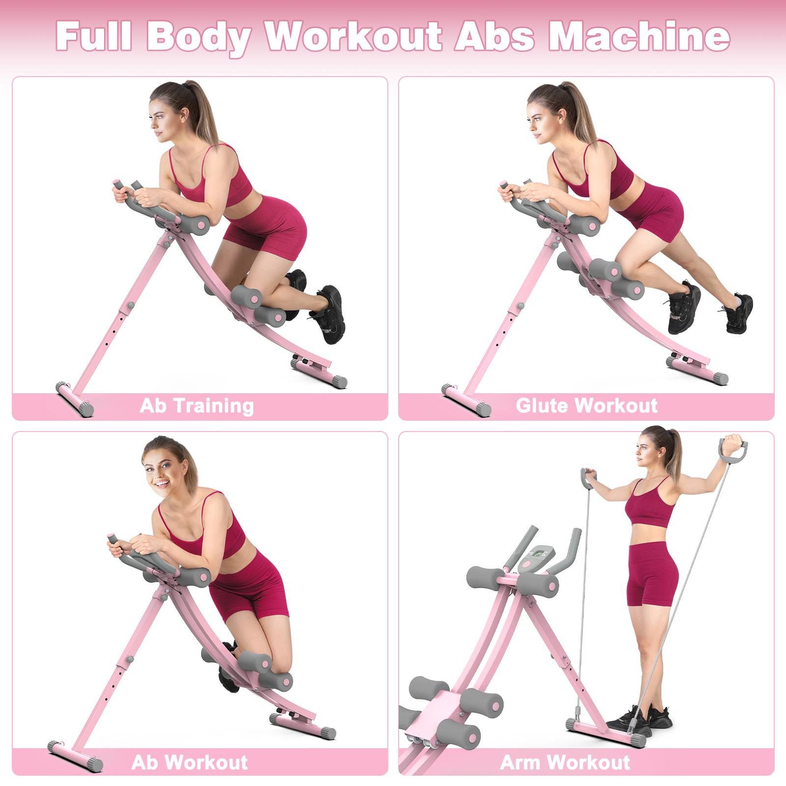 Bearbro Adjustable Core Trainer Machine with LCD Monitor, Foldable Ab Exercise Equipment for Arms, Legs and Full-Body Workout at Home