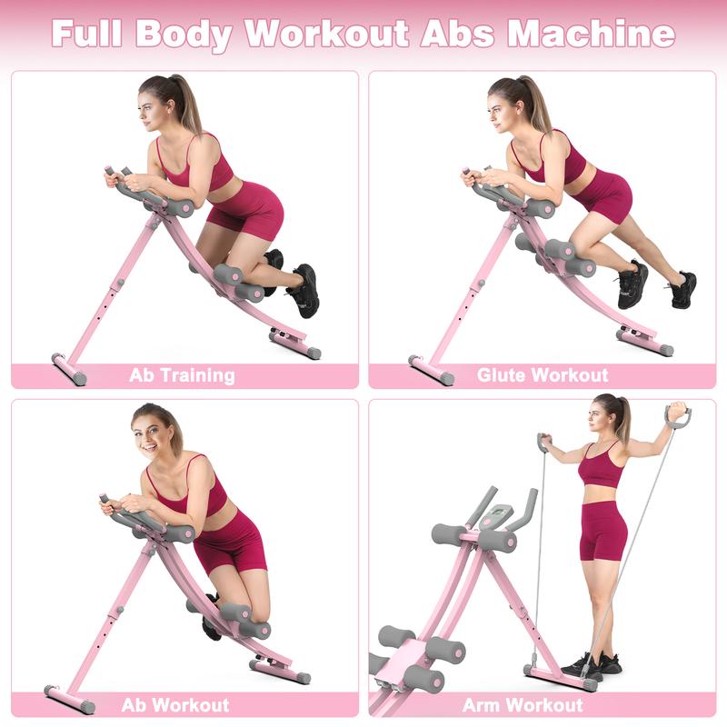 Bearbro Adjustable Core Trainer Machine with LCD Monitor, Foldable Ab Exercise Equipment for Arms, Legs and Full-Body Workout at Home