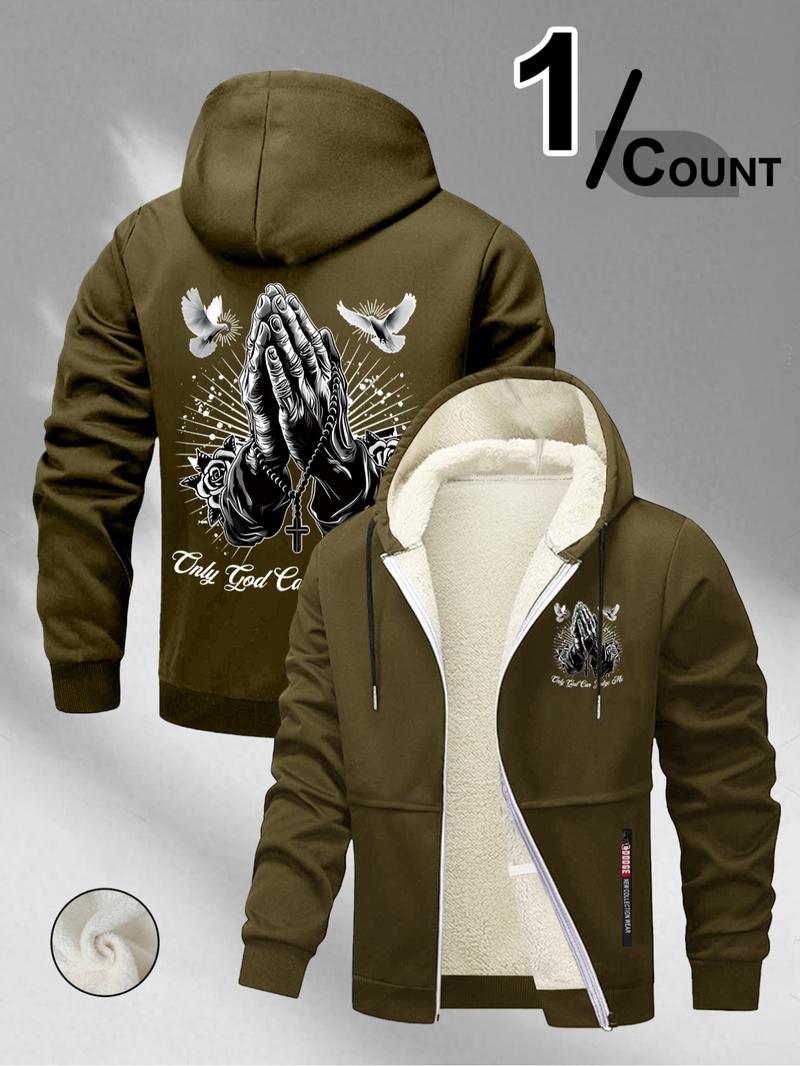 Trendy Religious Hoodie with 'only God Can Judge Me' Print, Casual Fitted Design, Winter Cartoon Pattern, Streetwear Style