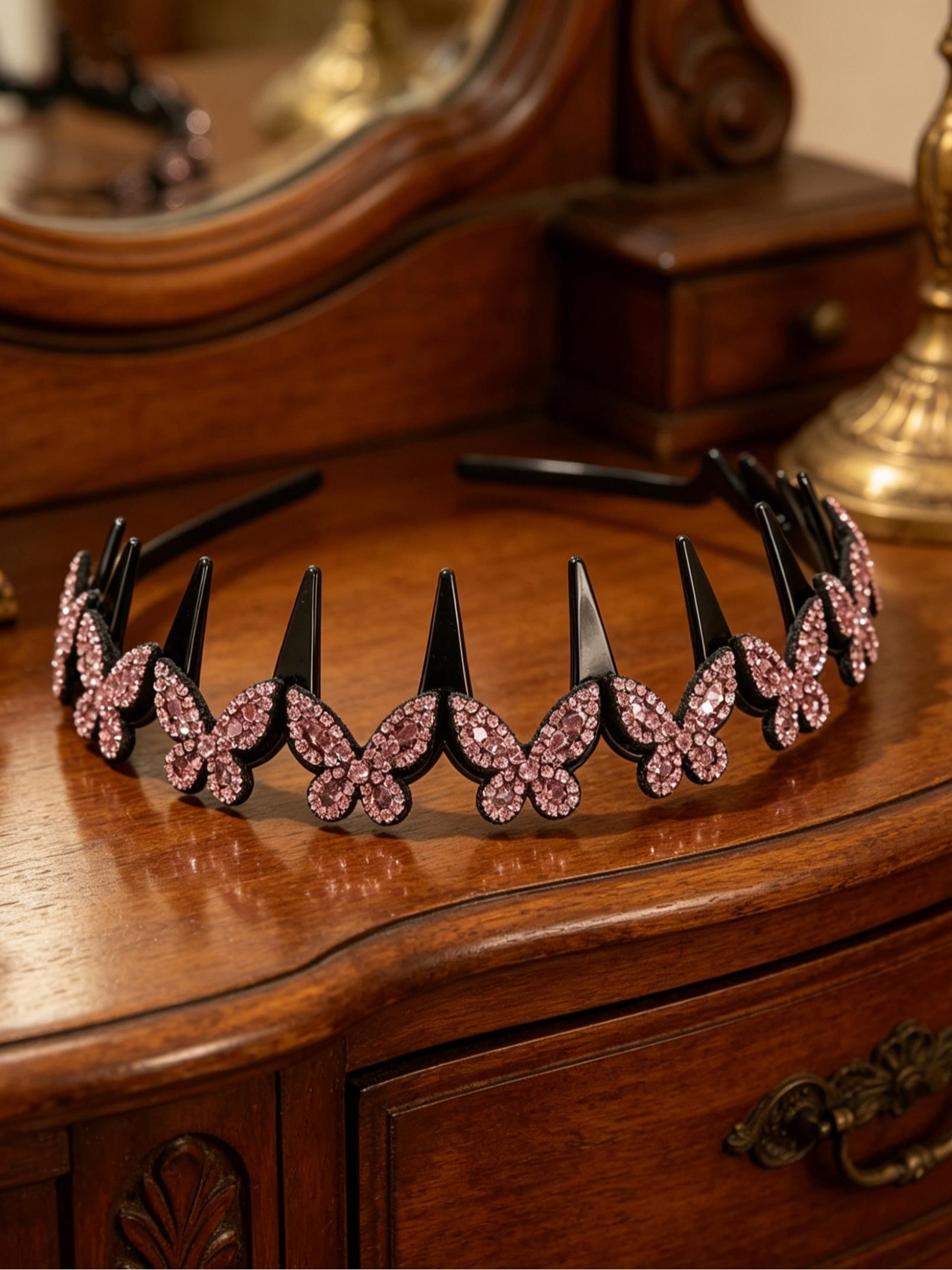 3pcs Women'S Multi-Color, High-End Temperament, Butterfly Decoration Fashion Headband, Suitable As a Gift for Women, Rhinestone Hair Accessories, Headbands Women
