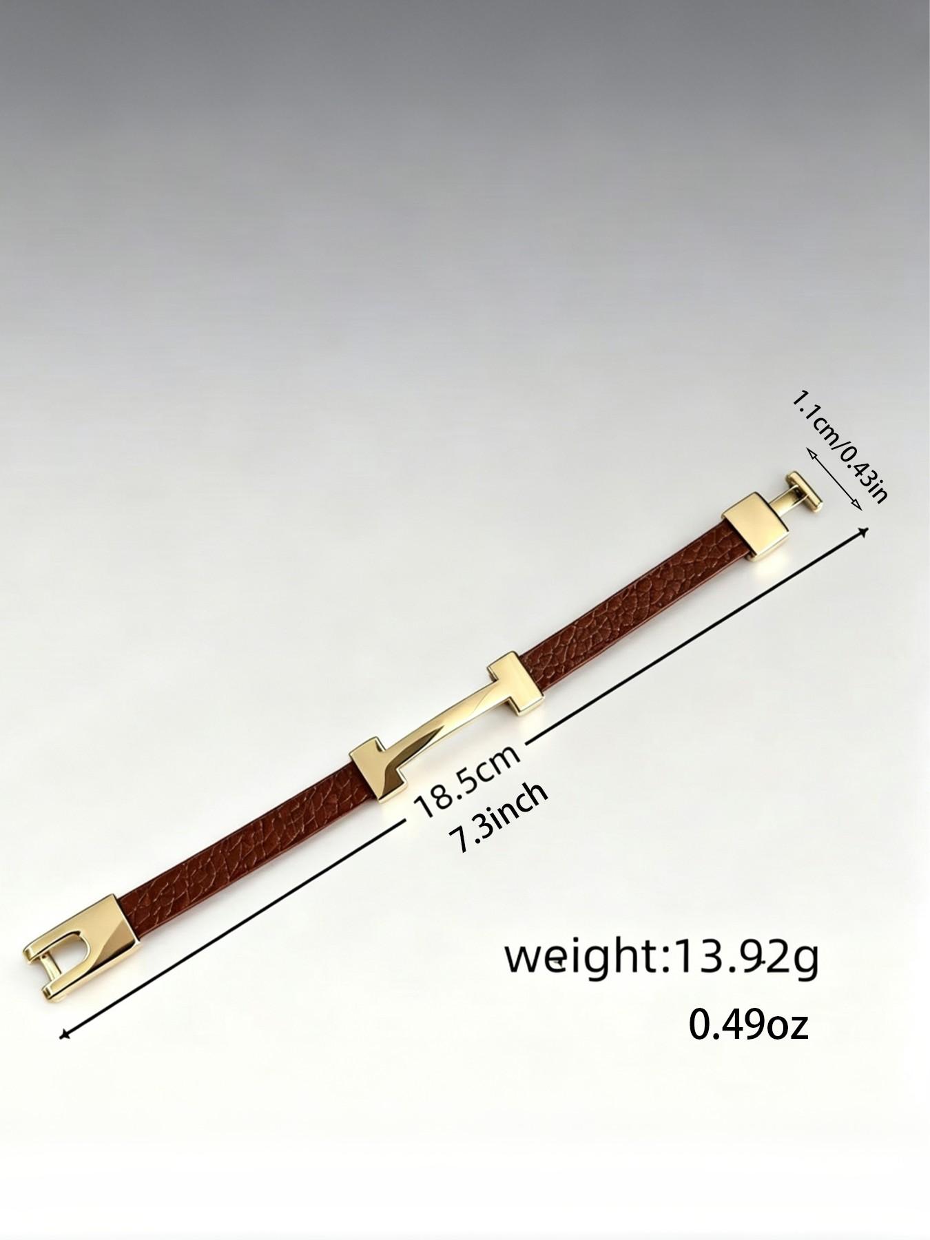 1pc Simple PU Leather Wristband, Industrial Style Decorative Bracelet, Versatile Commuter Accessory, Perfect Gift for Girlfriend