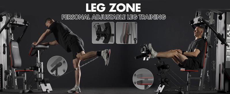 MIKOLO Home Gym Workout Station with 150LBS Weight Stack Multifunctional Equipment for Full Body Strength Training Squat Fitness Machine