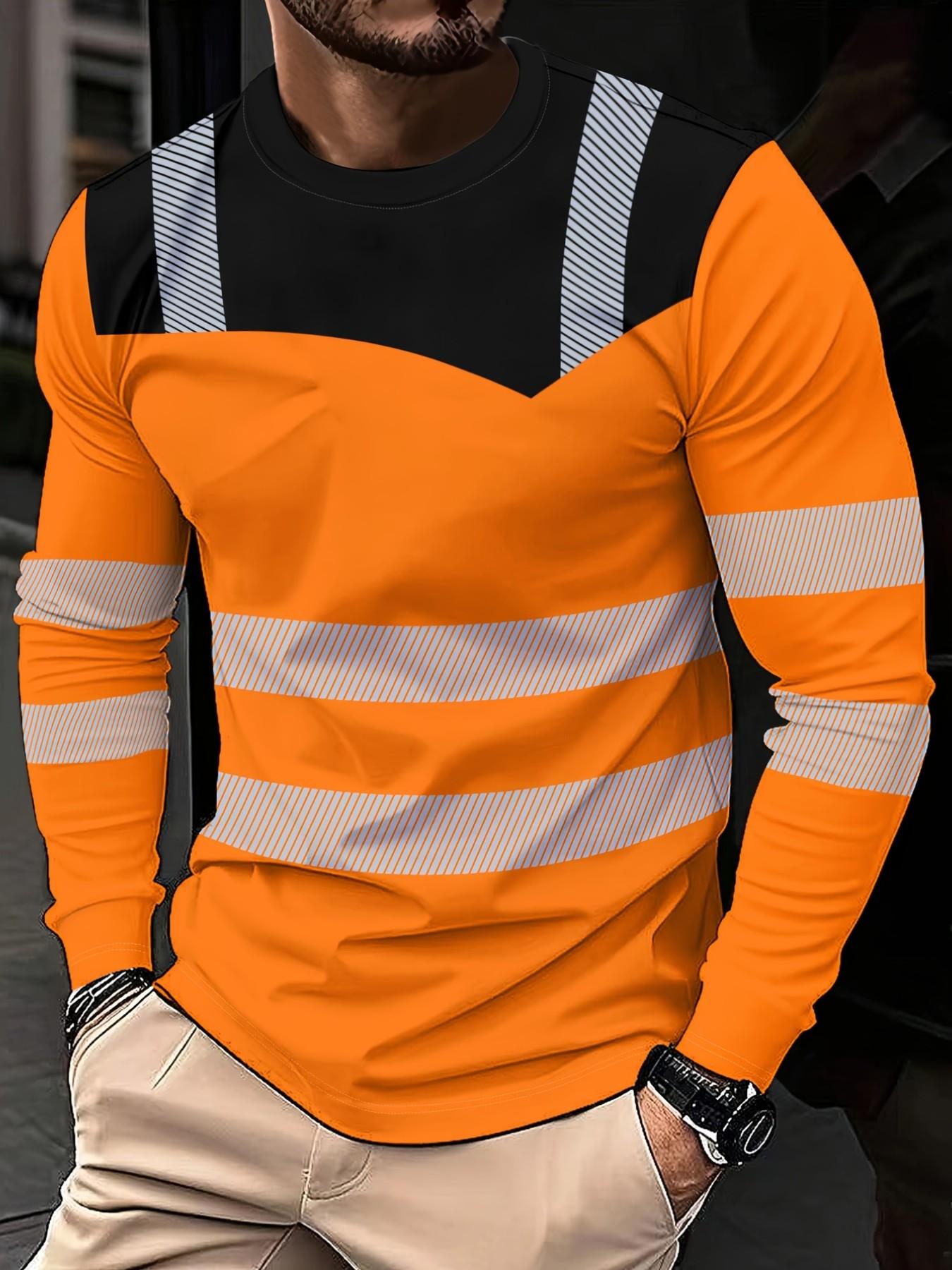 Men's Long Sleeve T-Shirt, Tops, Classic Workwear Style 3D Print, Sporty Casual Round Neck, Breathable Polyester Fabric, Slim Fit, Outdoor Comfort, Athletic Fitted Breathable, Casual Breathable Design