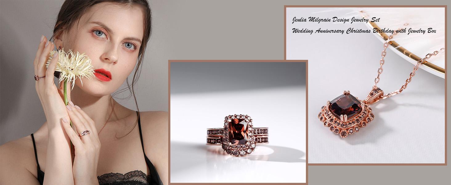 Jeulia Crossover Sterling Silver Women's Band Fashion Anniversary Promise Engagement Ring for Women With Gift Jewelry Box wedding set Sterling Silver Zircon