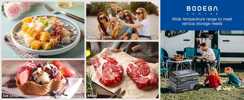 BODEGA 35L Dual Zone 12V Car Refrigerator Freezer Chest RV Camping Travel Outdoor