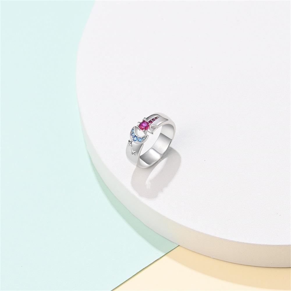 Celestial Wide Face Ring, Sun, Moon, Star, Open Ring, Shining Zircon, 925 Pure Silver, Ring Girl, Gift, Daily Wear,Perfect for Women's Jewelry Collection woman jewelry