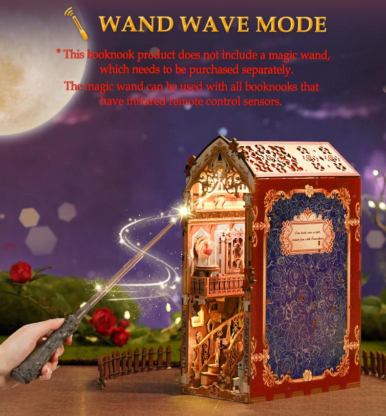 Tonecheer DIY Book Nook Kit for Adults 3D Wooden Puzzle Bookend Miniature House Kit with Dust Cover and LED Lights Gifts for Bookshelf Insert Decor - Dress Up Dolls Anime Artificial (Beast‌ and Beauty)