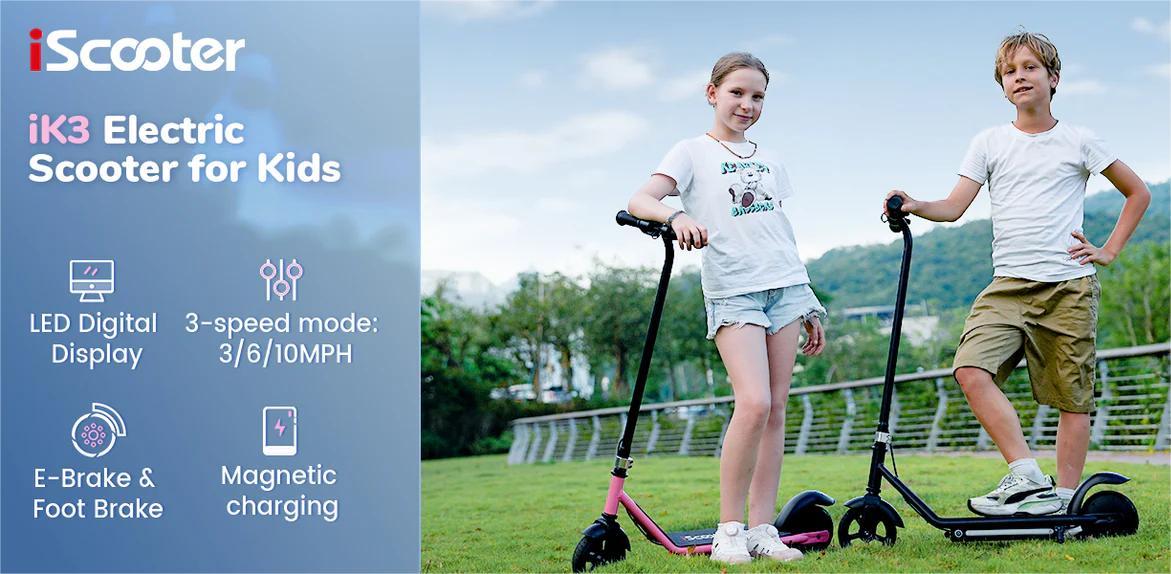 【Holiday Haul】LK3 Kids Electric Scooter (Ages 6 - 12): Magnetic Charging, 150W Motor, 3 - Speed Adjustable, LED Display, E - Brake & Foot Brake, Safe & Comfy Ride, 18V2.6Ah