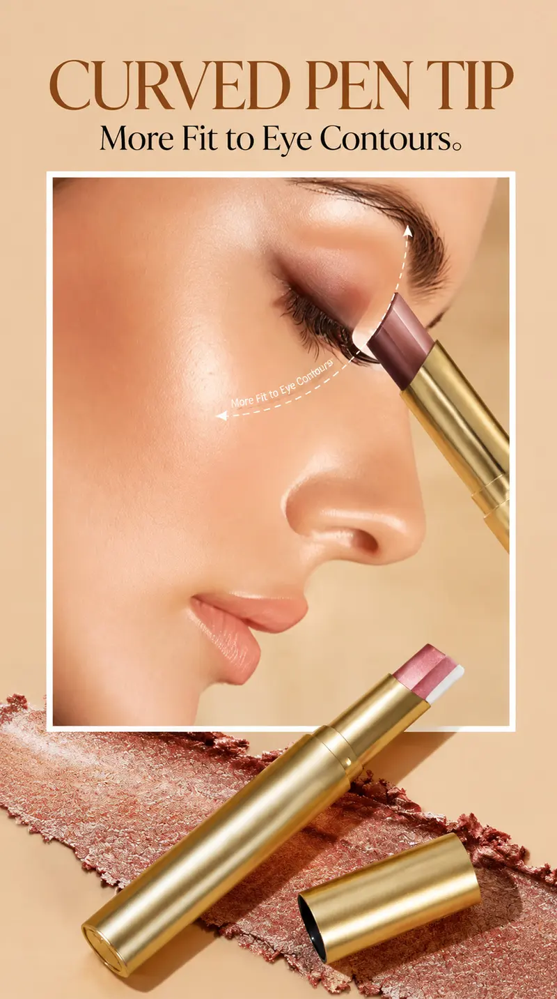 3-Farben-Lidschatten-Stick (4 STÜCK/Packung), Creme-Lidschattenstift mit zwei Enden, Mattes & schimmerndes Augen-Make-up, Sanftes Auftragen, Langanhaltende Augenfarbe