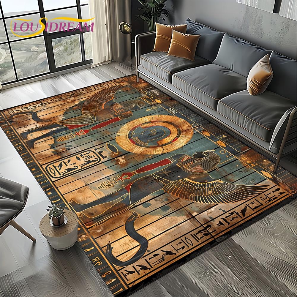 Vintage Ancient Egyptian Mural Pharaoh Hieroglyphs Flannel Area Rug - Retro Egyptian Art Print Soft Mat for Living Room, Non-Slip Historical Home Decor#EgyptianMuralRug #PharaohHieroglyphsMat #EgyptianArtDecor #HistoricalCarpet #NonSlipFlannelRug