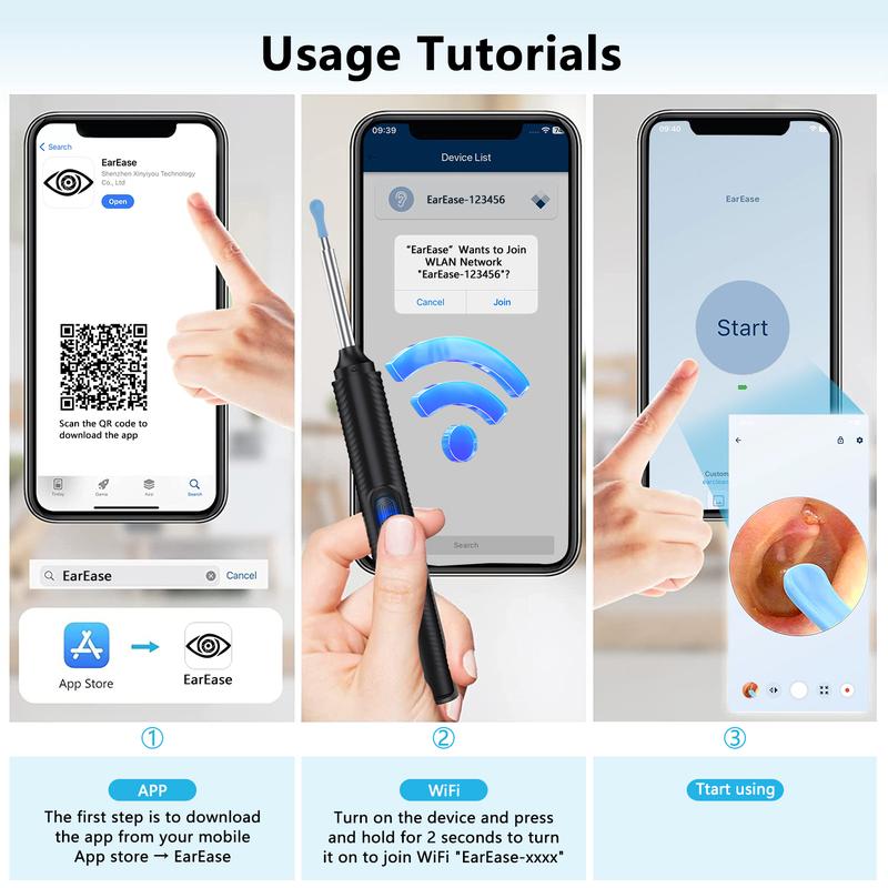 Ear Cleaner with Camera – HD Visual Earwax Removal Kit, Soft Silicone Tips, Easy & Safe for Family Use – Gift for Birthday & Christmas