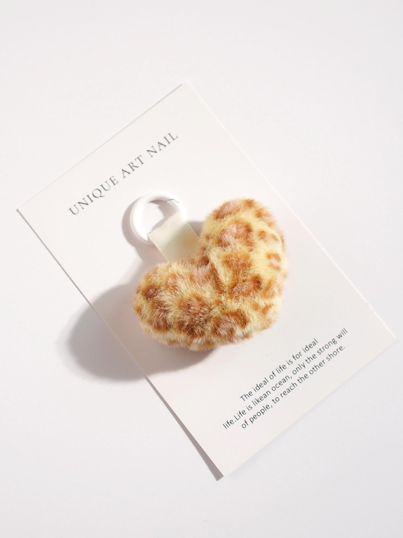 Cute Mini Leopard Print Keychain, Plush Rabbit Fur Pendant, Car Key Holder, Bag Charm, Gift for Girlfriend, Valentine's Day