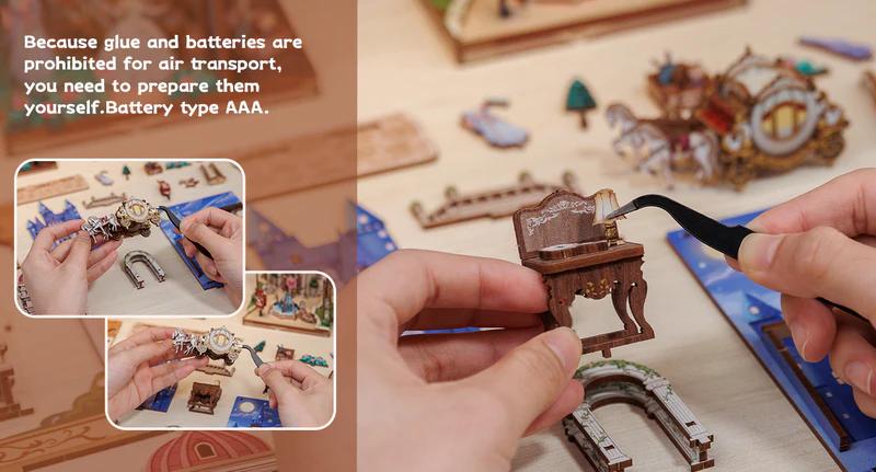 CUTEBEE DIY 3D Book Nook Kit Fairy Town – Miniature Wooden Fairy Tale House Dollhouse, Handmade Bookends and Tiny House Shelf Decor | Holiday, Christmas and Black Friday Gift